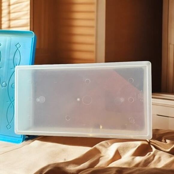 Vintage Storage Box Container-1960s Turquoise-Retro-Craft-Sewing-Shoes-Organize - Picture 6 of 6